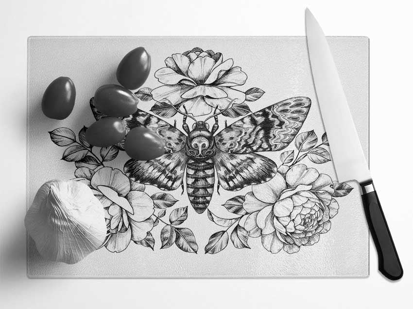 Death Head Moth Glass Chopping Board