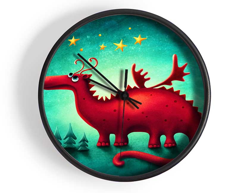 The Red Dragon Beneath The Moon Clock - Wallart-Direct UK