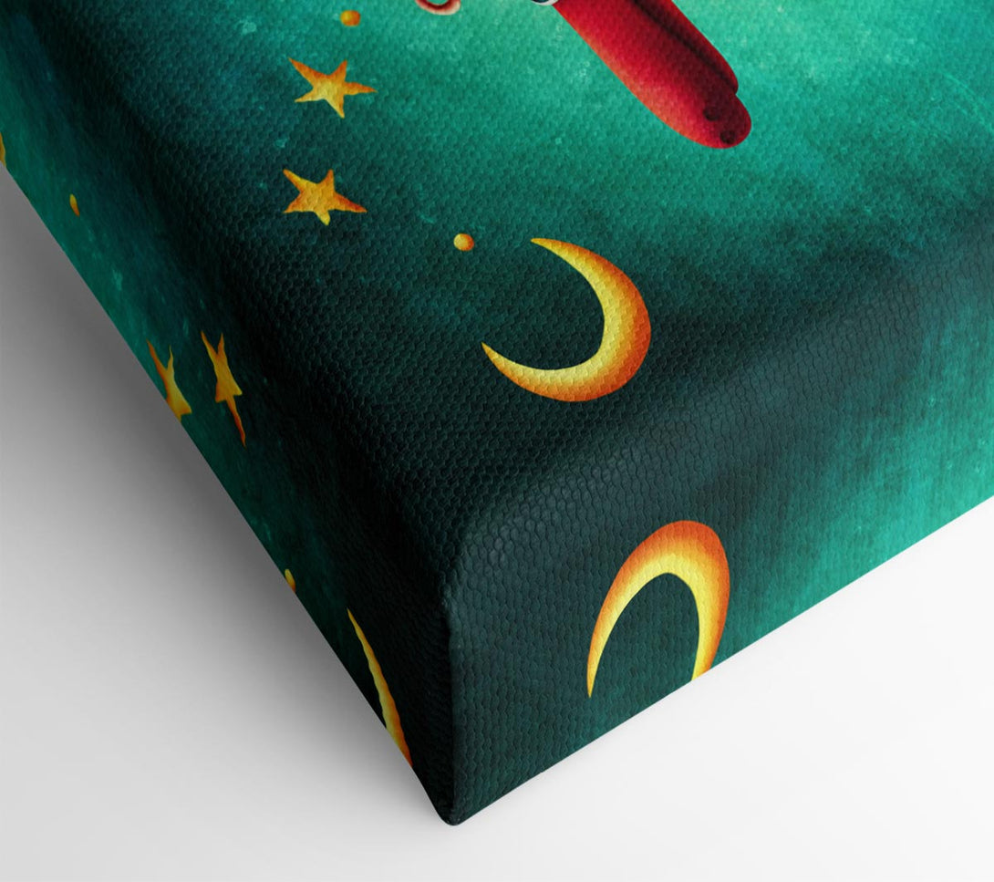 Picture of The Red Dragon Beneath The Moon Canvas Print Wall Art