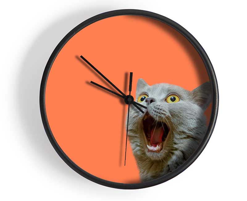 Cat On The Orange Clock - Wallart-Direct UK