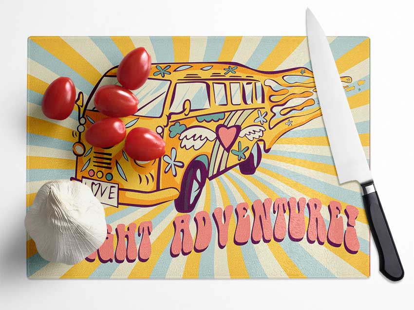 Camper Adventure Glass Chopping Board