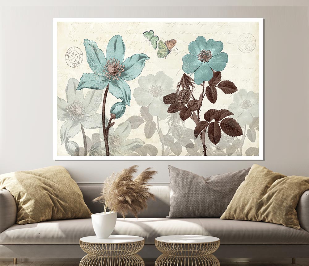 Blue Flower Stand Tall Print Poster Wall Art