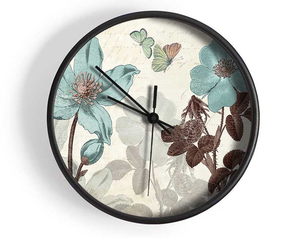 Blue Flower Stand Tall Clock - Wallart-Direct UK