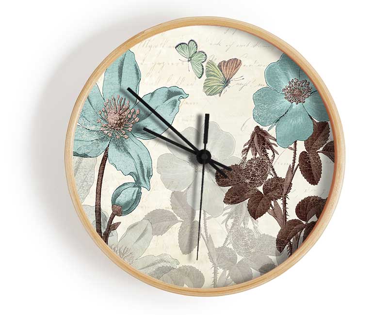 Blue Flower Stand Tall Clock - Wallart-Direct UK