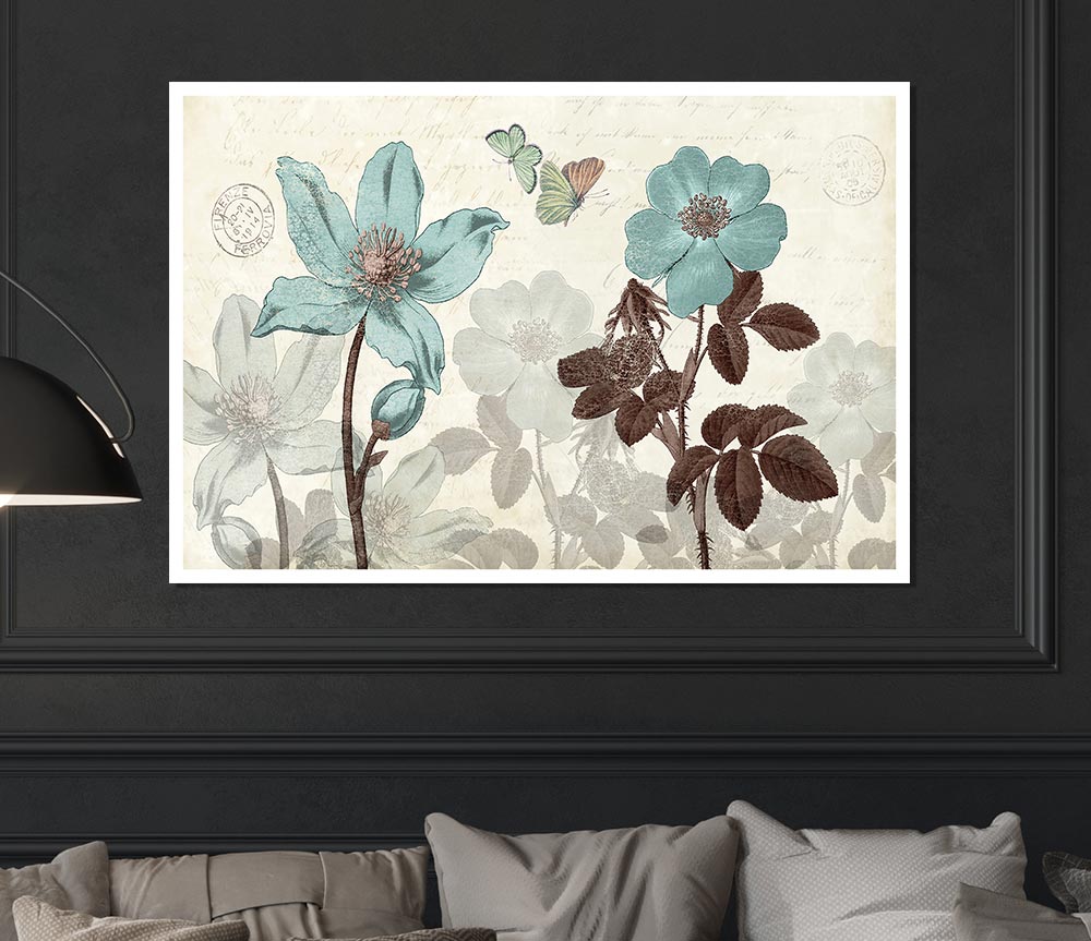 Blue Flower Stand Tall Print Poster Wall Art