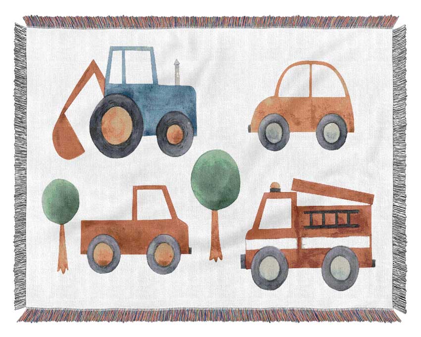 Childrens Vehicle Collection Woven Blanket