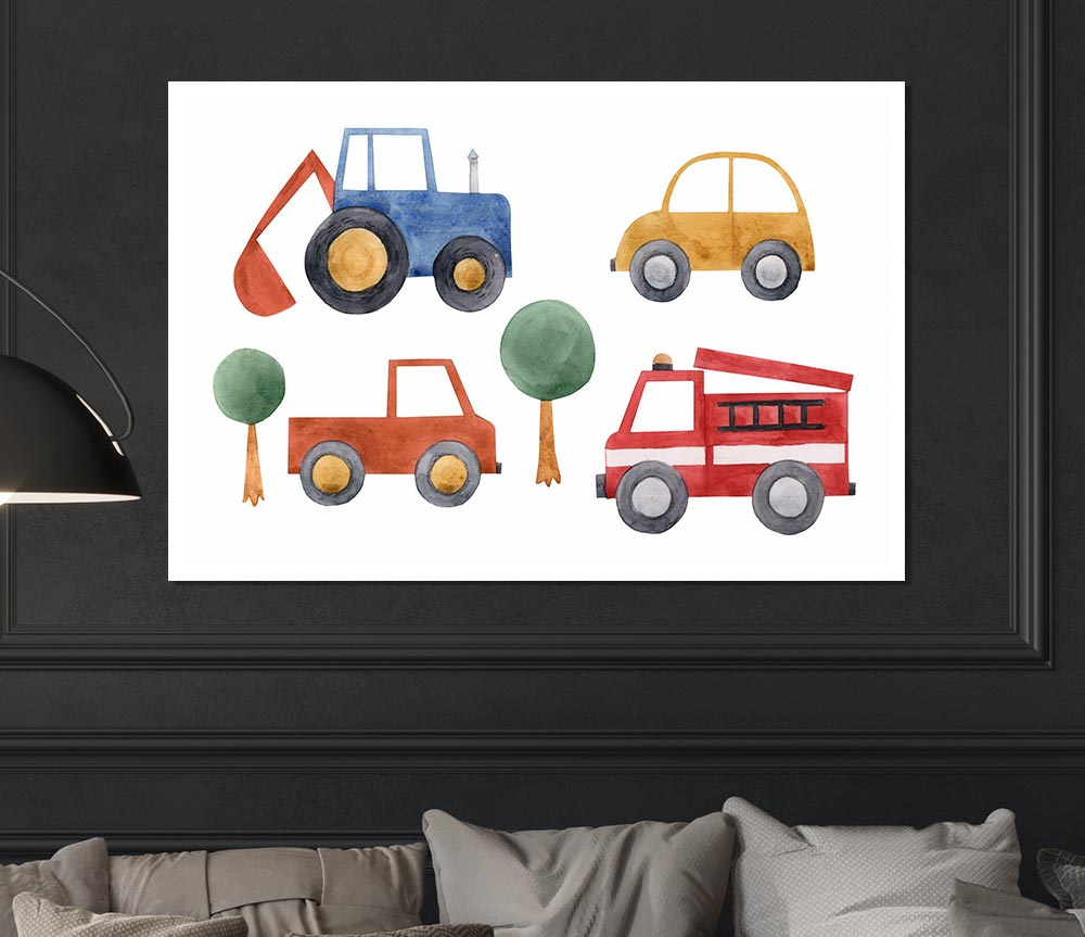 Childrens Vehicle Collection Print Poster Wall Art