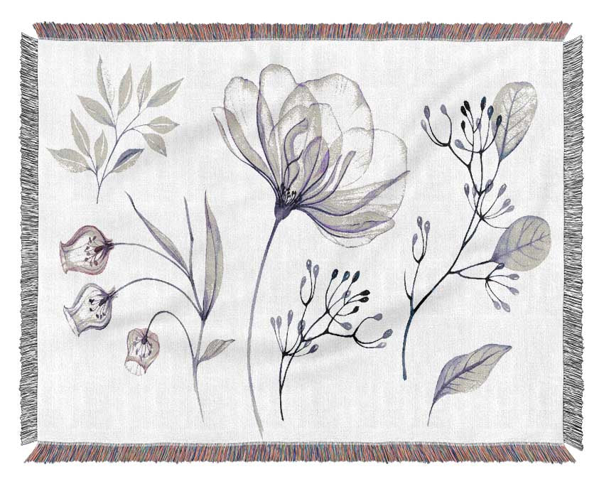 Small Lilac Crocus Illustration Woven Blanket