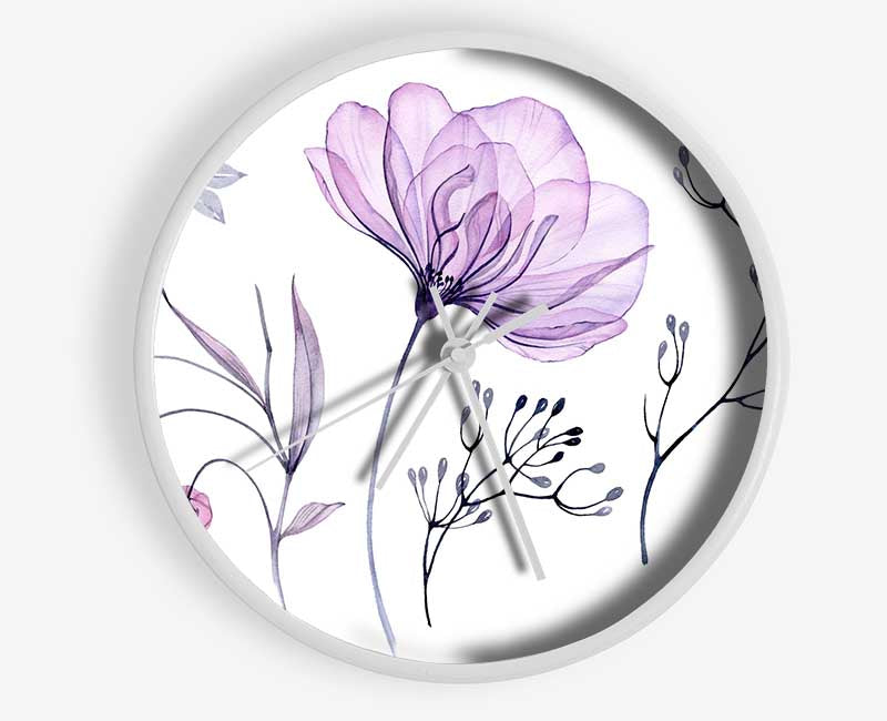 Small Lilac Crocus Illustration Clock - Wallart-Direct UK