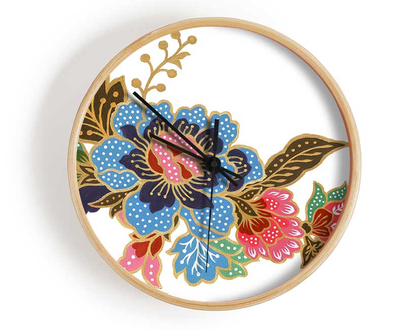 Indian Flower Beauty Clock - Wallart-Direct UK