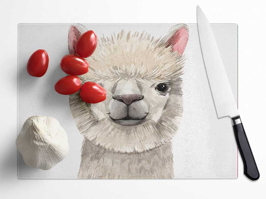 Llama Drama Glass Chopping Board