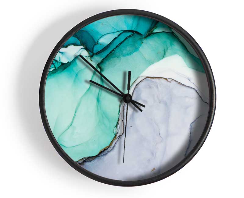 Flow Of Green To Blue Liquid Clock - Wallart-Direct UK