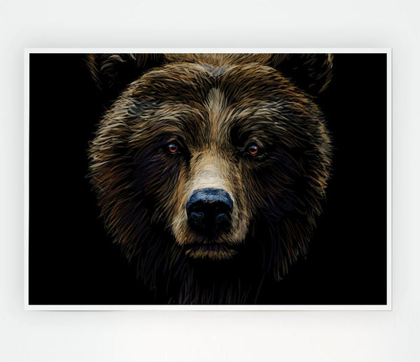 Big Scary Bear Face Print Poster Wall Art