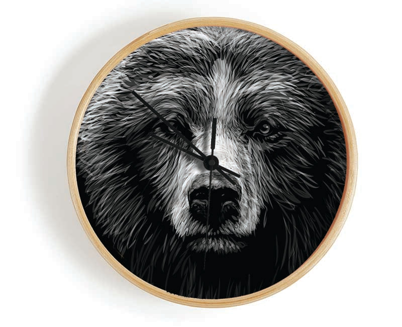 Black And White Bear Face Clock - Wallart-Direct UK