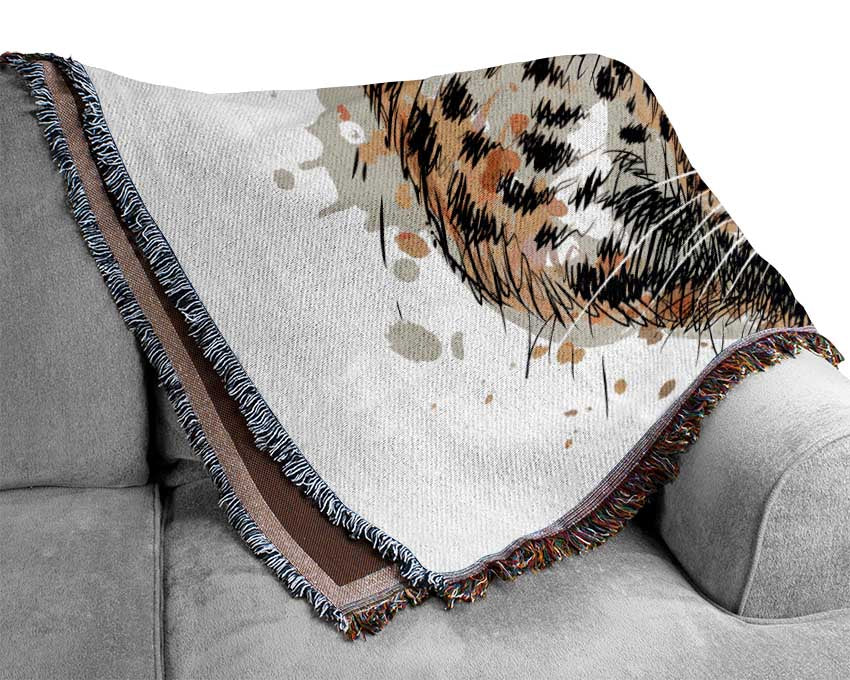 Leopard Face Watercolour Woven Blanket