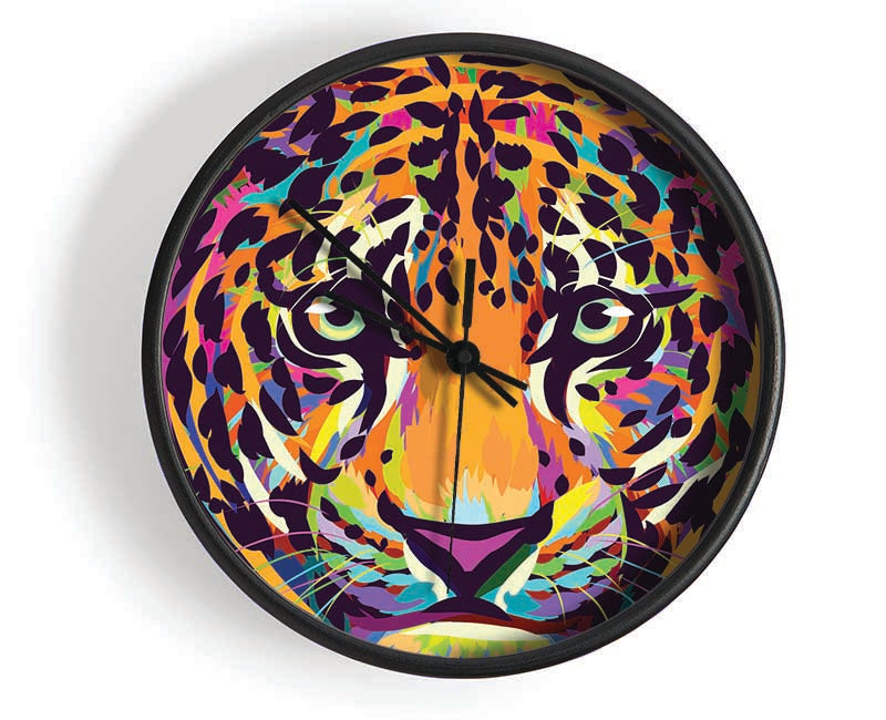 Leopard Head Watercolour Clock - Wallart-Direct UK