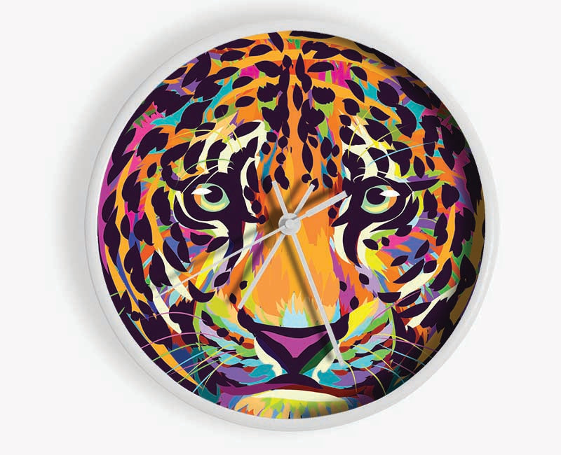 Leopard Head Watercolour Clock - Wallart-Direct UK