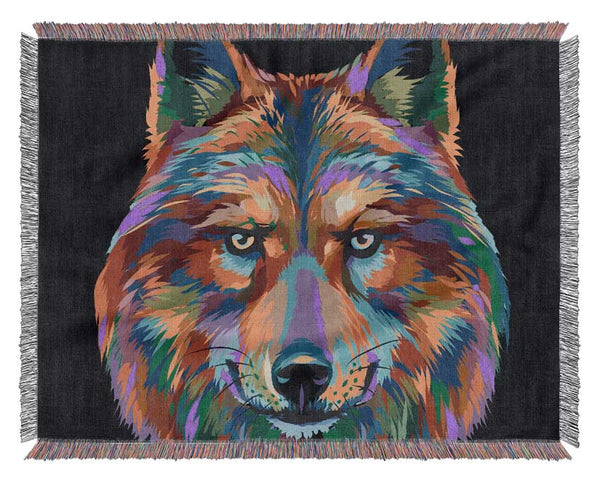 Stunning Wolf Head Woven Blanket