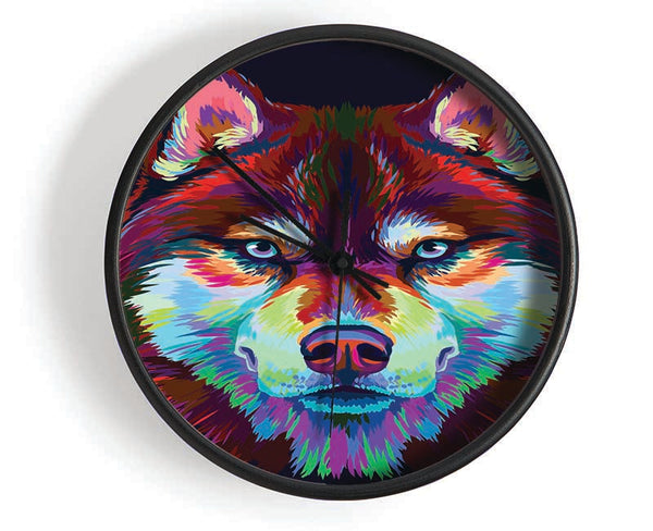 Vibrant Wolf Blues Clock - Wallart-Direct UK