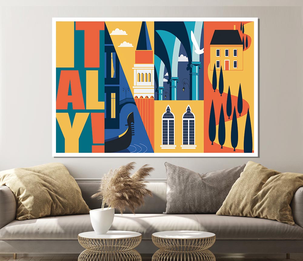 Italy Poster Illustration Print Poster Wall Art