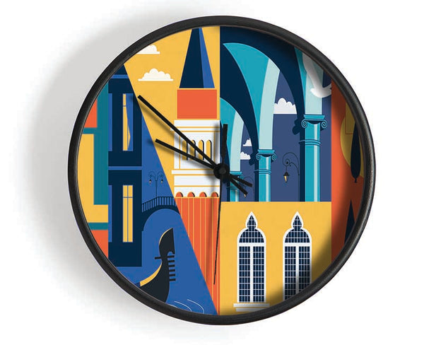 Italy Poster Illustration Clock - Wallart-Direct UK