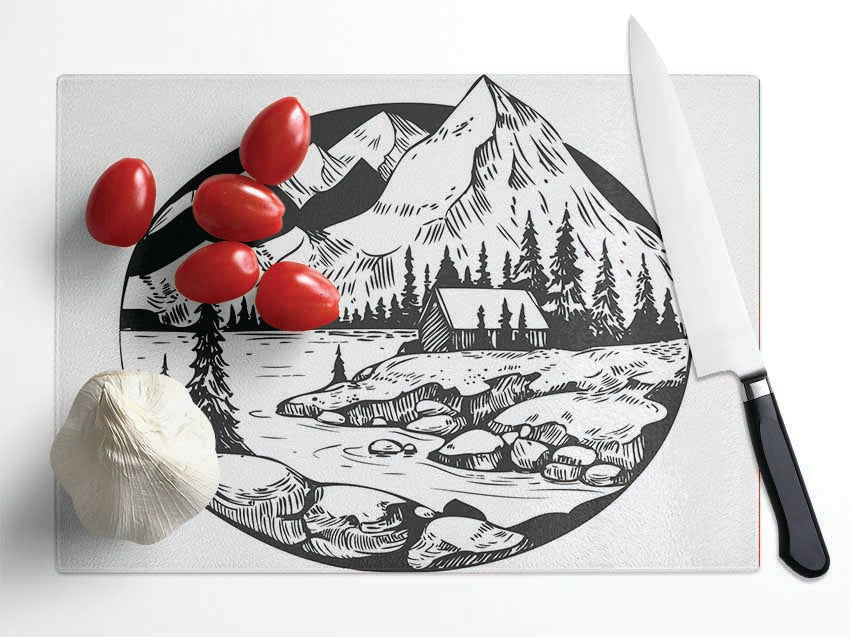 The Circle Mountains Glass Chopping Board