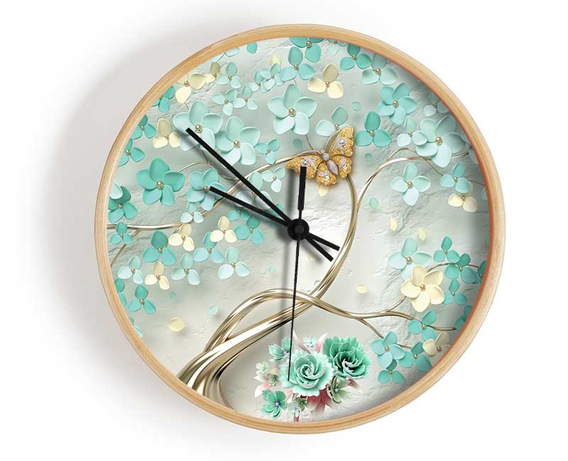 The Silver Branch Butterfly Clock - Wallart-Direct UK