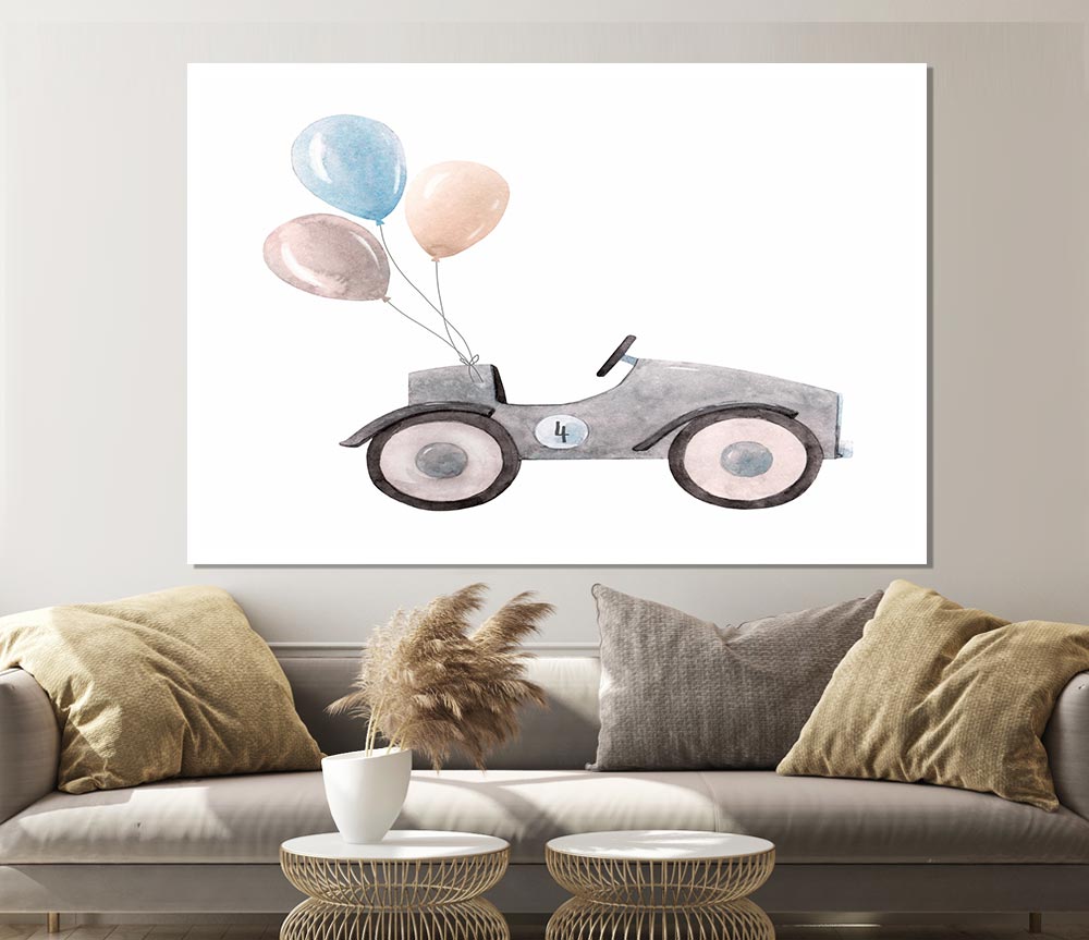 Balloon Car Print Poster Wall Art