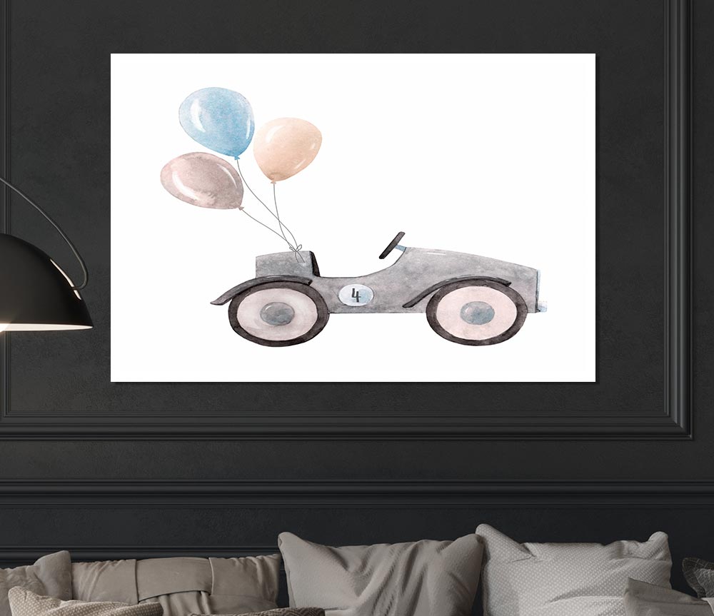 Balloon Car Print Poster Wall Art