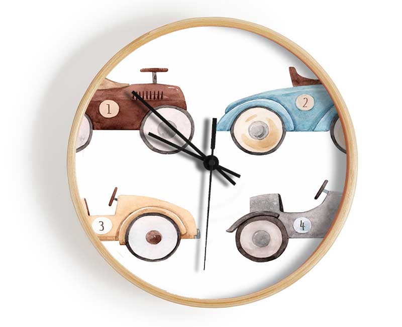 Retro Ride On Cars Clock - Wallart-Direct UK