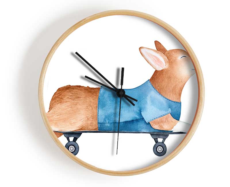 Corgi On A Skateboard Clock - Wallart-Direct UK