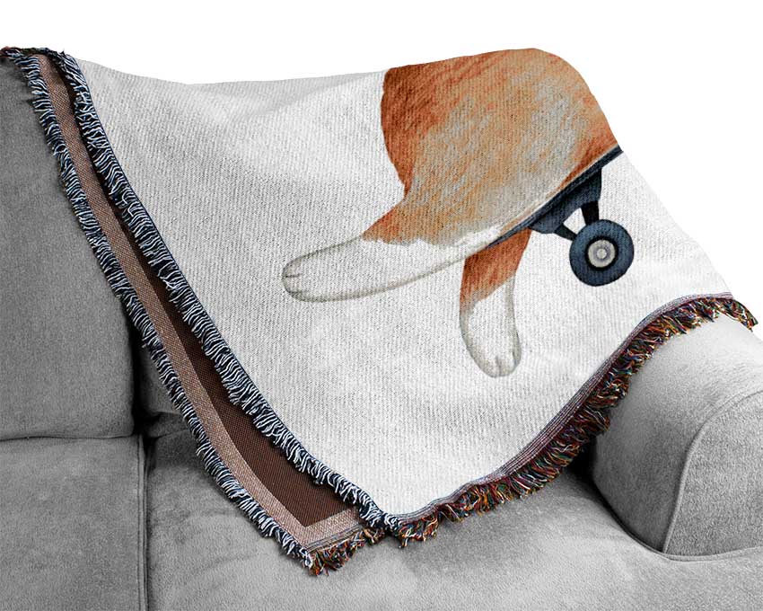 Corgi On A Skateboard Woven Blanket