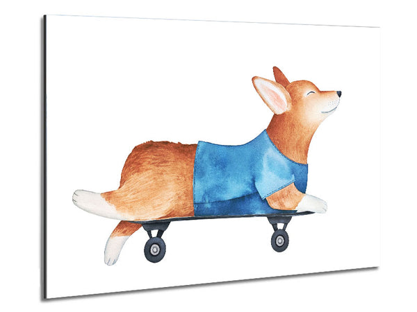 Corgi On A Skateboard