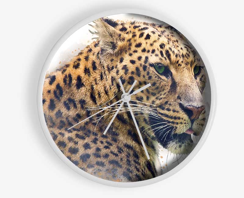 Watercolor Splash Leopard Clock - Wallart-Direct UK