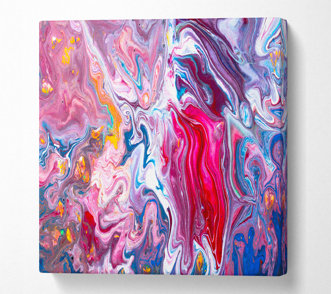 A Square Canvas Print Showing Liquid Swirl Paint Purple Square Wall Art