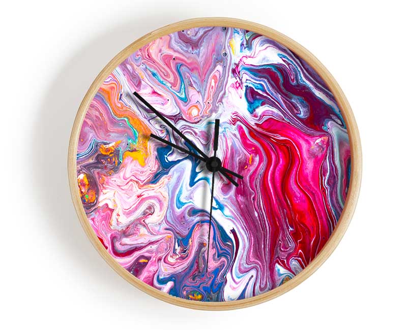 Liquid Swirl Paint Purple Clock - Wallart-Direct UK