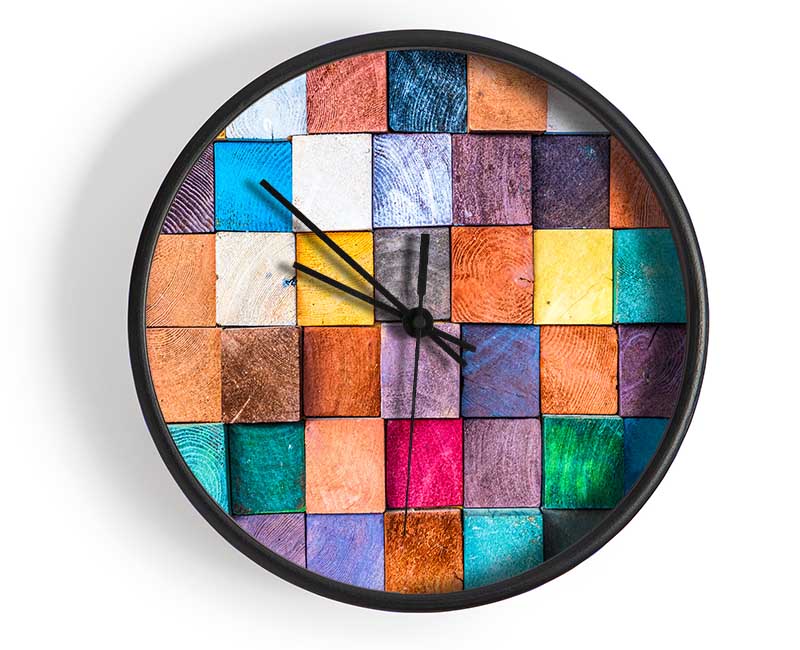 Textures Squares And Shadows Clock - Wallart-Direct UK