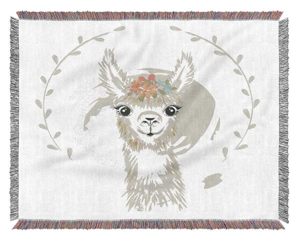 Llama Floral Head Woven Blanket