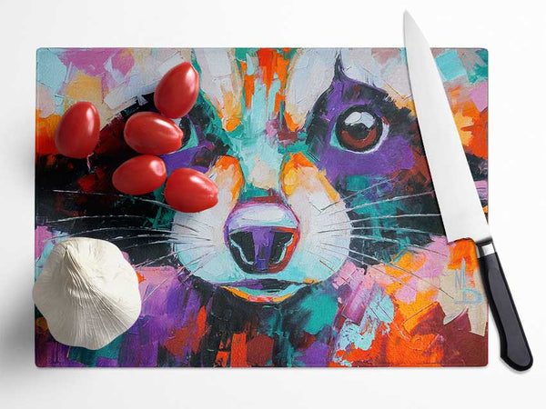 Racoon Vivid Face Glass Chopping Board