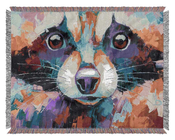 Racoon Vivid Face Woven Blanket