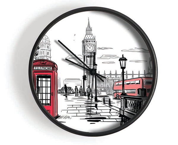 Sketchy London Town Clock - Wallart-Direct UK