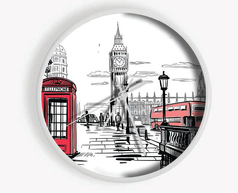 Sketchy London Town Clock - Wallart-Direct UK