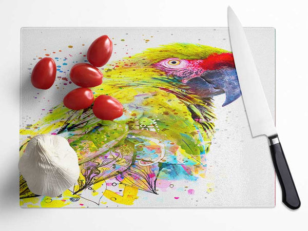 The Green Parrot Splatter Glass Chopping Board