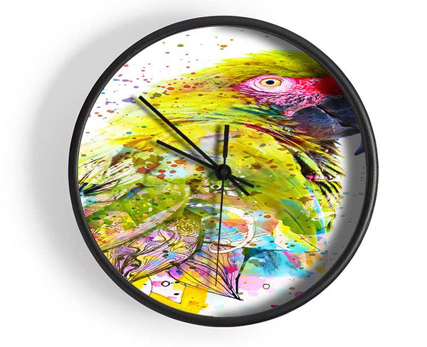 The Green Parrot Splatter Clock - Wallart-Direct UK