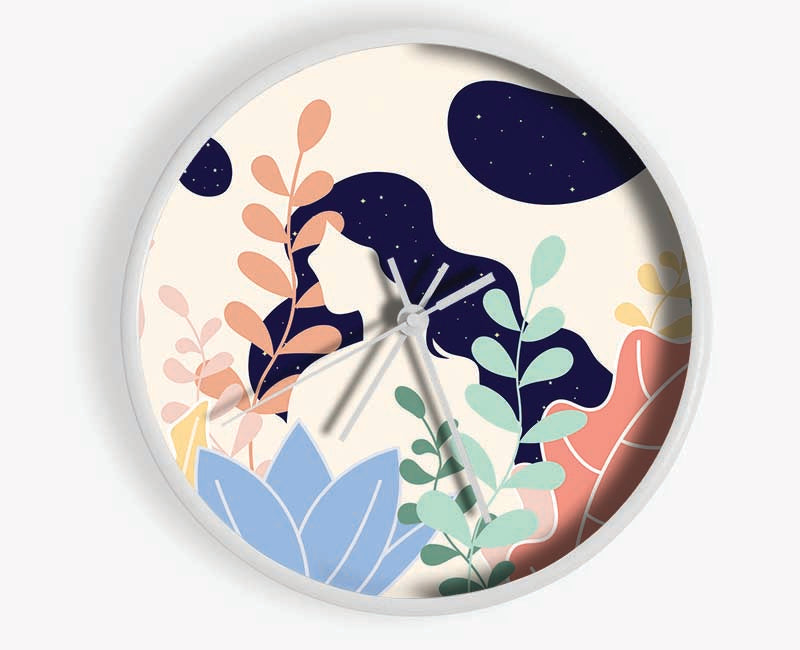 Modern Woman And Shapes Clock - Wallart-Direct UK