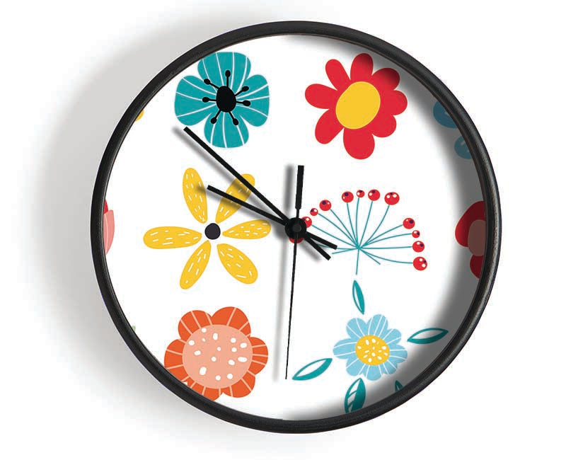 Twelve Summer Flowers Clock - Wallart-Direct UK