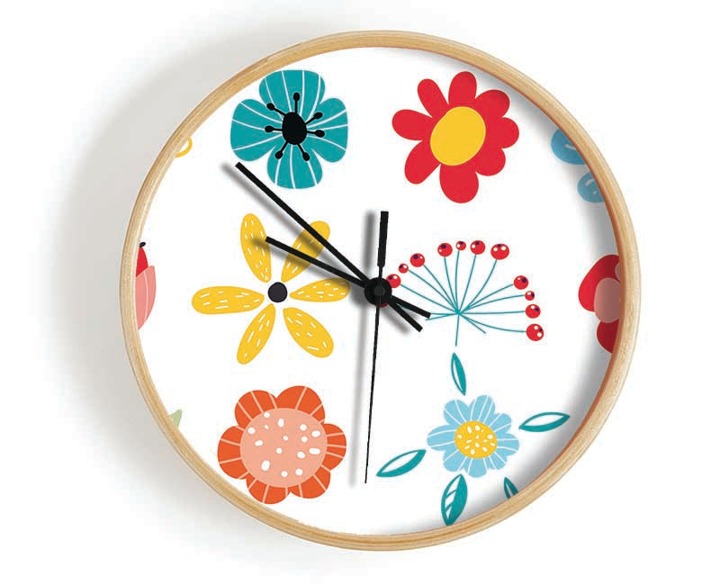 Twelve Summer Flowers Clock - Wallart-Direct UK