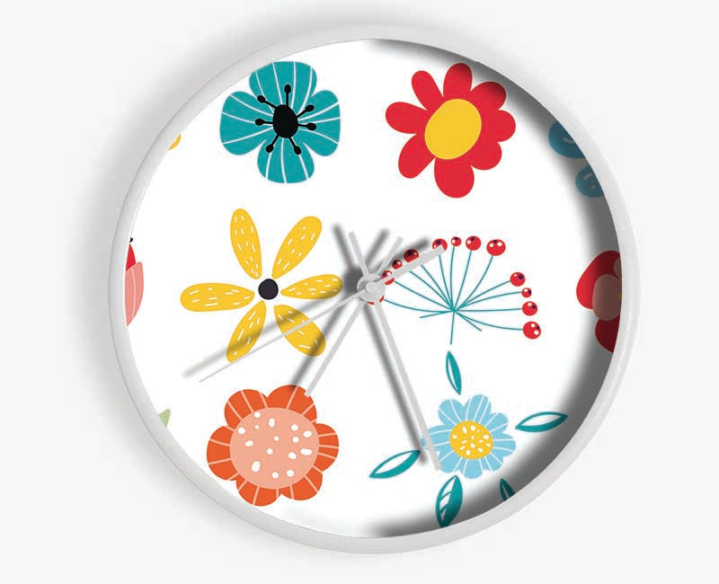 Twelve Summer Flowers Clock - Wallart-Direct UK