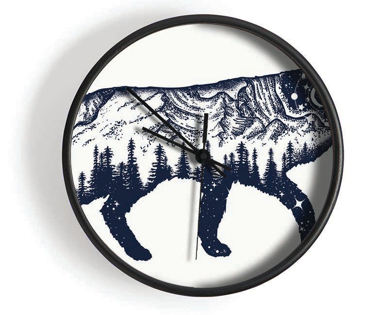 The Fox At Night Sky Clock - Wallart-Direct UK