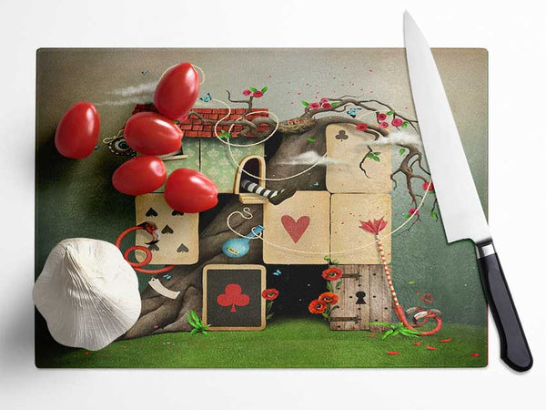 The Dice House Alice In Wonderland Glass Chopping Board